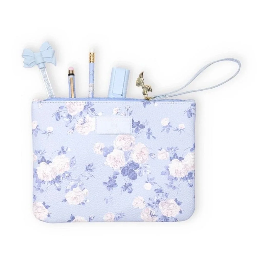 Love Shack Fancy Accessory Pouch Floral Pencil Case Wristlet Everblooming Blue